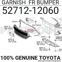 Toyota Corolla- Hb- 2020-2022 Ön Tampon Panjuru Dış Çerçeve Çıtası Sol Koyu Gri Tyg Oem No:52712