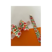 Fiyonklu Bebek Bandanası Ve Emzik Askısı Takımı Renkli Çiçekler