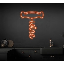 Wine Yazılı Ve Şekilli Neon Tabela Turuncu