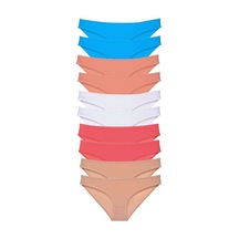 10 Adet Süper Eko Set Likralı Kadın Slip Ten Beyaz Pudra Fuşya Mavi Standart