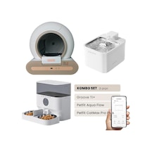 Groove Ti+ Akıllı Otomatik Kedi Tuvaleti Kahverengi - Petfit Aqua Flow Akıllı Bataryalı Su Pınarı Çeşmesi + Petfit Catmax Pro Plus Akıllı Otomatik Mama Kabı Bundle