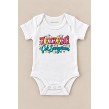 Babylimon Teyzemi Çok Seviyorum Beyaz Kısa Kollu Çıtçıtlı Bebek Zıbını Beyaz - 930083973 Beyaz