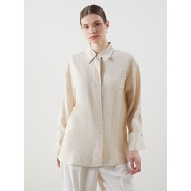 Lcw Modest Bej Loose Fit Kadın Gömlek Tunik