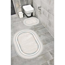 Buççin Online Mağaza Su Emici Yumuşak Kaymaz Taban Sünger Dolgulu Yıkanabilir Dekoratif Banyo Paspası 1372b Oval Polyest Çok Renkli
