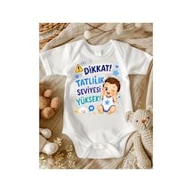 Lupi Dikkat Tatlılık Seviyesi Yüksek Yazılı Erkek Bebek Zıbın ekru