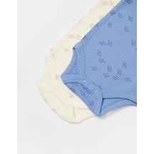 BabyCosy Organik Modal Fil Baskılı 2 Li Kısa Kollu Badi 001