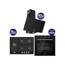 Flowart Digital 5 Gözlü QBL63CS+BL135+D086-SA Siyah Cam 5 Gözlü Ankastre Set