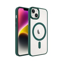 Zore İphone 14 Uyumlu Wireless Şarj Özellikli Ogaa Krom Magsafe Silikon Kılıf-koyu Yeşil