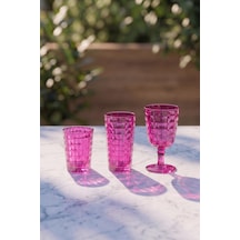 Akrilik Allegra Pembe 18 Parça Su Meşrubat Kahve Yanı Bardağı 400 Ml- 450 Ml- 750 Ml Cam Değildir
