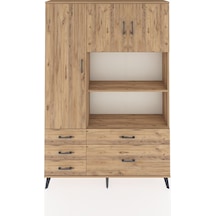 Arges Dolap 7 Raflı 5 Çekmeceli 3 Kapaklı 132x30x195 Çam-çam/çam Çam
