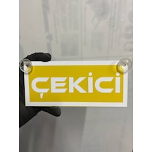 Sarı Renk Üzeri Beyaz Renk Çekici Yazılı Vantuzlu Cam Süsü