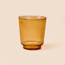 Deco Çizgili Bardak Mumluk - Amber - 11 Cm Çok Renkli