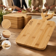 Logonuza Özel 10 Adet Geyik Dekorlu Bambu Kesim Panosu 37x20 Cm Kurumsal Sunum Tahtası Ahşap