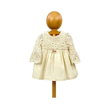 Kız Bebek Elbise Naturel Kumaş Yazlık Bebek Elbise 001