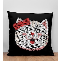 Bk Gift Modern Art Tasarımlı Siyah Kırlent Yastık, Arkadaşa Hediye, Ev Dekorasyonu, Ev Hediyesi-7