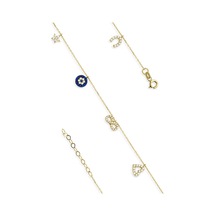 Fiyonk Kuyumculuk 14 Ayar Altın Nazarlık Detaylı Şans Bilekliği 001