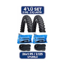 26 Jant Bisiklet Lastik Seti 2 Dış 2 İç Lastik 26x1.95 / 2.125 Uyumlu Mtb Bisiklet Uyumlu Komple Set