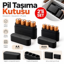 Pil Taşıma Kutusu Aa Ve Aaa Pil Uyumlu 2 Adet Set Düzenli Taşıma, Organizer