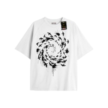 Flood Of Style Beyaz Oversize T-shirt Kuşlar Özel Tasarım