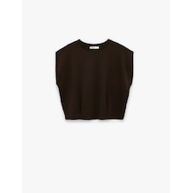 Koton Regular Fit Bisiklet Yaka Kolsuz Tişört Kahverengi 6sak30019ek Kahve
