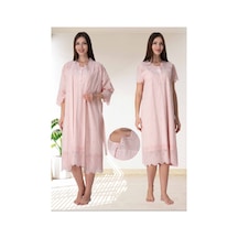 Effortt Dvina Lohusa Hamile Sabahlık Ve Gecelik Takımı - 2'li Set - Pembe Pembe