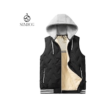 Sonbahar Ve Kış İçin Yeni Erkek Kapüşonlu Yelek Siyah Sonbahar Ve Kış İçin Yeni Erkek Kapüşonlu Yelek Siyah