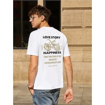 Unisex Oversize Love Story Baskılı Bisiklet Yaka Beyaz T-shirt Beyaz Unisex Oversize Love Story Baskılı Bisiklet Yaka Beyaz T-shirt Beyaz