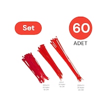 Tek-iş Kırmızı Plastik Kablo Bağı Seti 100mm 150mm 200mm X 2.5mm 60 Adet 3 Boy Dayanıklı Cırt Kelepçe Genel