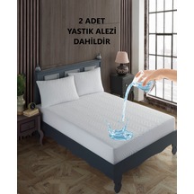 Çift Kişilik Kapitone Fitted Su Geçirmez Sıvı Geçirmez Yastık Ve Yatak Alezi Seti Yatak Koruyucu Beyaz