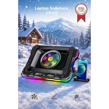 Laptop Soğutucu Ayarlanabilir Rgb Dizüstü Bilgisayar Soğutma Fanı Cf07 Siyah