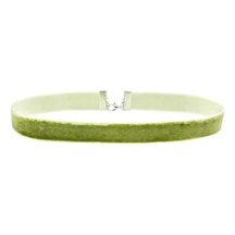 Nefti Yeşil Kadife Kadın Choker Kolye Beyaz