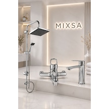 Lüx Premium Krom Robot Duş Seti Banyo-lavabo Bataryası 3'lü Set Şık Tasarım Duş Seti
