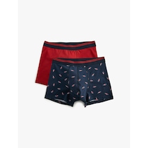 Koton Skinny Fit Yılbaşı Temalı Pamuklu 2'li Boxer Seti Kırmızı 5wlm90091mk Kırmızı