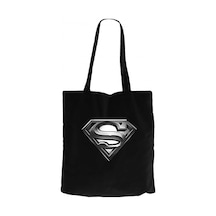 Superman Logo Siyah Kanvas Bez Çanta Siyah