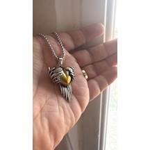 Vintage Metal Melek Kanatlı Kalp Kolye Guardian Angel Tasarım, Paslanmaz Çelik Zincir, Unisex Çelik Vintage Metal Melek Kanatlı Kalp Kolye Guardian Angel Tasarım, Paslanmaz Çelik Zincir, Unisex Çelik