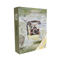 Rabsev Fotoğraf Albümü 10x15cm 200 Fotoğraf Kapasiteli Renkli Antika Telefon Desenli Anı Albümü