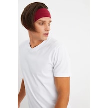 Erkek Pamuklu Penye Kaymaz Terletmez Ultra Hafif Spor Saç Bandı Bandana - Tek Ebat / Bordo Bordo
