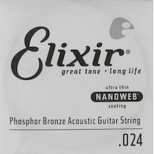 Elixir 14124 Nanoweb Phosphor Bronze Tek Akustik Gitar Teli 24