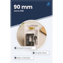 Kayar Milli Asma Kilit 90 Mm Gri Çelik Gövde Sertleştirilmiş Şakü