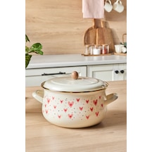 Karaca Kalp Detaylı Pink Love Emaye Tencere 22 Cm Pembe - 4,80 L
