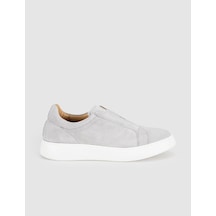 Gri Süet Deri Kadın Slip-on Sneaker