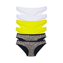 6 Adet Likralı Kadın Slip Külot Leopar Beyaz Sarı