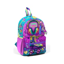 Minik Yuva Sırt Çantası Pembe Turkuaz Kulaklık Paten Desenli İki Bölmeli 23554