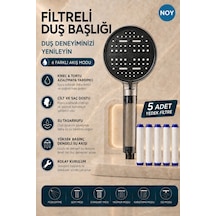 Duş Başlığı Seti Filtreli Duş Başlığı 6 Fonksiyonlu 5 Yedek Filtre Hediyeli Premium Serisi Gri