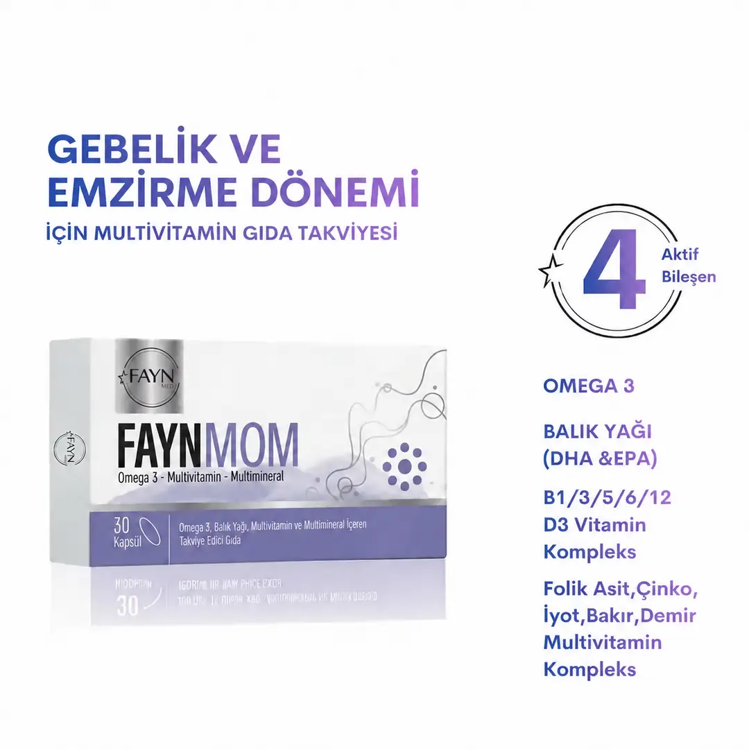 Faynmom Gebelik Öncesi, Hamilelik Ve Emzirme Dönemi İçin Omega-3 Dha , Folik Asit, Demir Ve İyot İçeren Multivitamin 30 Kapsül