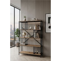 Dekoratif Lüx 5 Raflı Kitaplık Geniş Metal Kitaplık Dosya Rafı Ofis Salon Raf Ceviz Siyah - Ceviz Dekoratif Lüx 5 Raflı Kitaplık Geniş Metal Kitaplık Dosya Rafı Ofis Salon Raf Ceviz Siyah - Ceviz