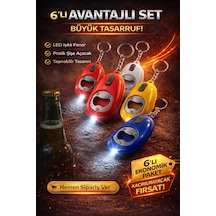 Mini Led Anahtarlık Fener Açacak Işıklı Şişe Açacak Anahtarlık 6 Adet