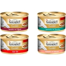 Gourmet Gold Parça Etli 4 Çeşit Karışık Konserve Yetişkin Kedi Maması 24 x 85 G