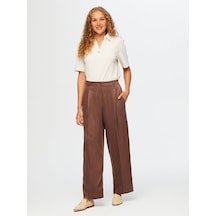 Faik Sönmez Pilili Wıde Leg Fıt Tenselli Pantolon W26pnt005 Uw26pnt00530 Kahve