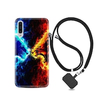 Samsung Uyumlu Galaxy A50 Kılıf Ipli Askılı Red Blue Leon 1714